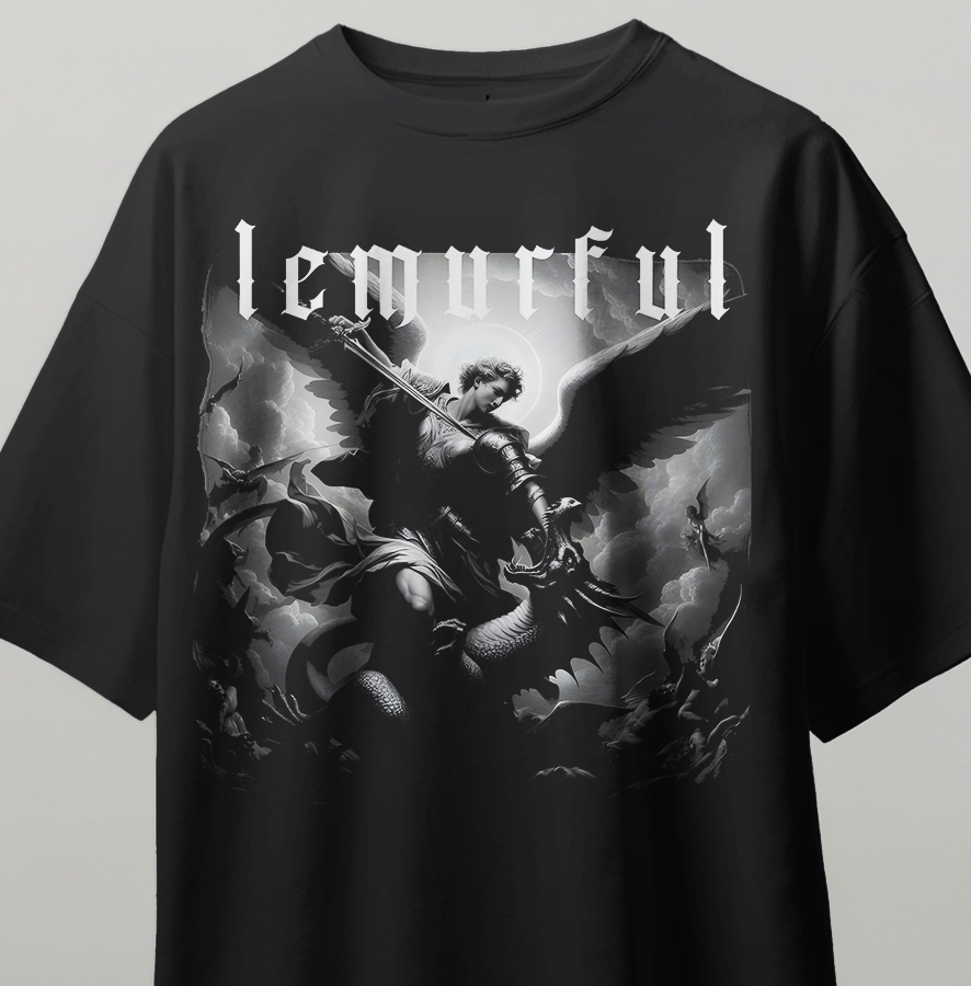 Lemurful Oversize Kısa Kollu Baskılı Tişört