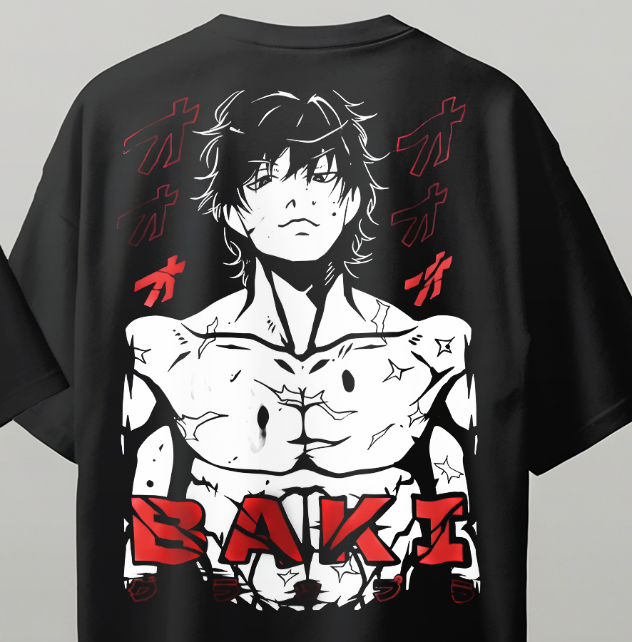 Baki Hanma Oversize Kısa Kollu Baskılı Tişört