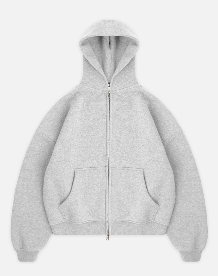 Beyaz Boxy Oversize Zipper Hoodie