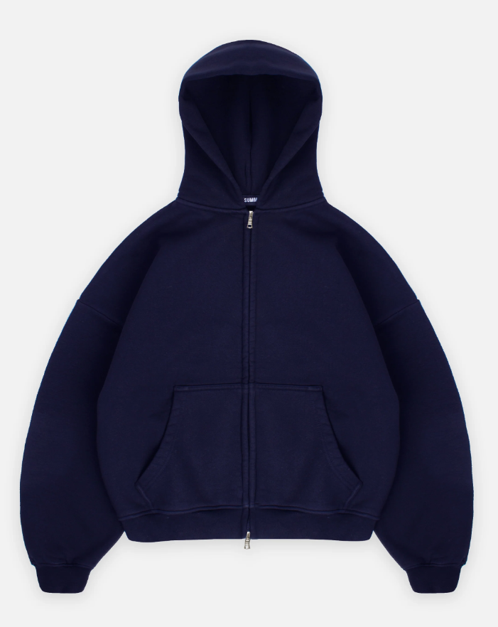 Lacivert Boxy Oversize Zipper Hoodie