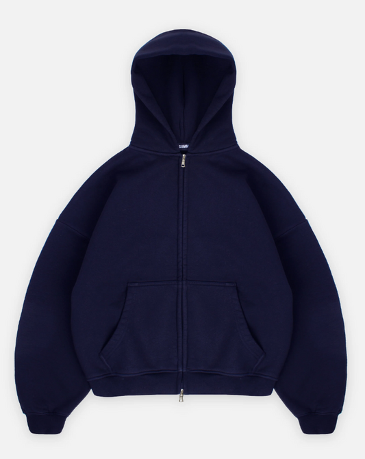 Lacivert Boxy Oversize Zipper Hoodie