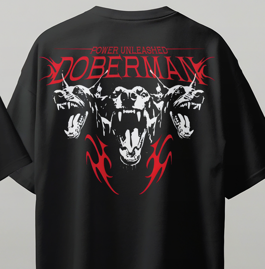 Doberman Oversize Kısa Kollu Baskılı Tişört