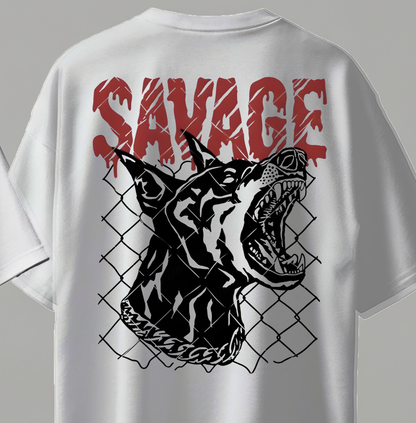 Savage Oversize Kısa Kollu Baskılı Tişört